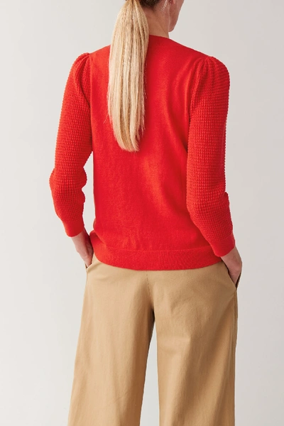 Shop Cos Puff Sleeve Cotton-wool Sweater In Red