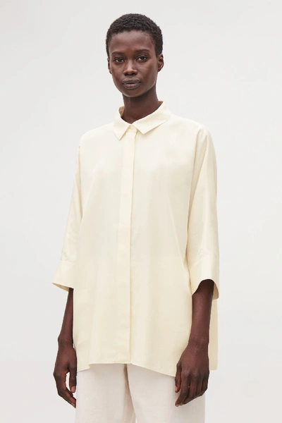 Shop Cos Draped Wide-fit Shirt In White