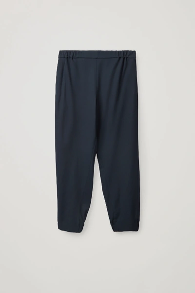 Shop Cos Elasticated Wool-mix Trousers In Blue