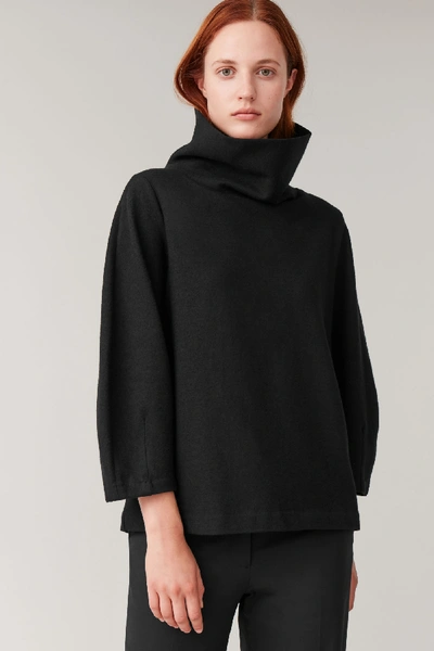 Shop Cos Polo-neck Rounded Top In Black