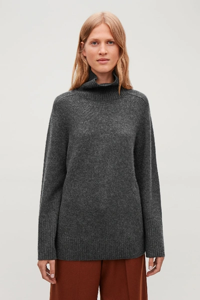 Shop Cos Cashmere Roll Neck Jumper In Grey