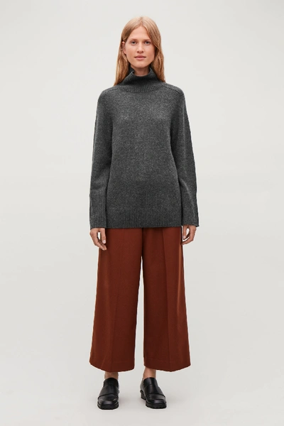 Shop Cos Cashmere Roll Neck Jumper In Grey