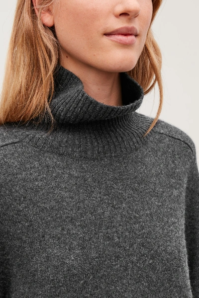 Shop Cos Cashmere Roll Neck Jumper In Grey