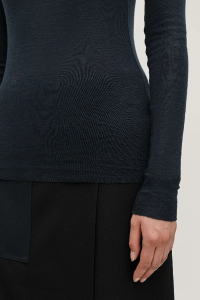 Shop Cos Long-sleeved Wool T-shirt In Blue