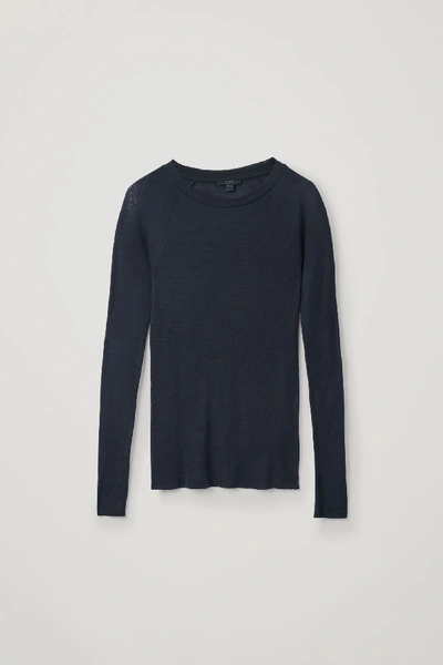 Shop Cos Long-sleeved Wool T-shirt In Blue