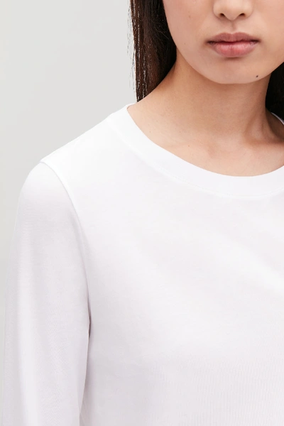 Shop Cos Straight-hem Long-sleeved Top In White