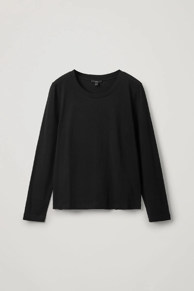 Shop Cos Long-sleeved Cotton Top In Black