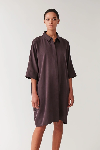 Shop Cos Draped Boxy Shirt Dress In Red