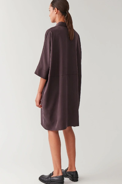Shop Cos Draped Boxy Shirt Dress In Red