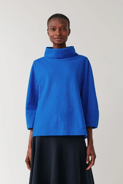 Shop Cos Polo-neck Rounded Top In Blue