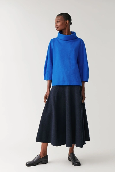 Shop Cos Polo-neck Rounded Top In Blue