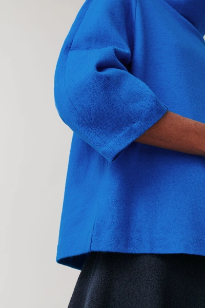 Shop Cos Polo-neck Rounded Top In Blue