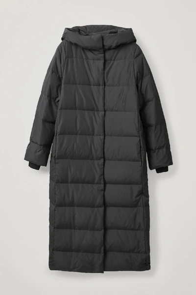 Shop Cos Hooded Long Puffer Coat In Black