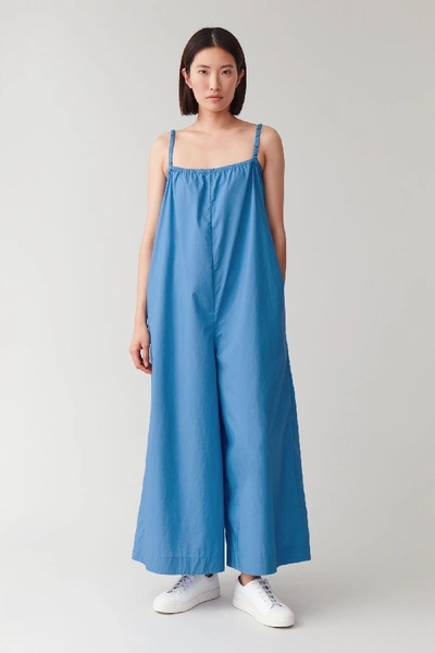 Cos Wide leg Cotton Jumpsuit In Blue ModeSens