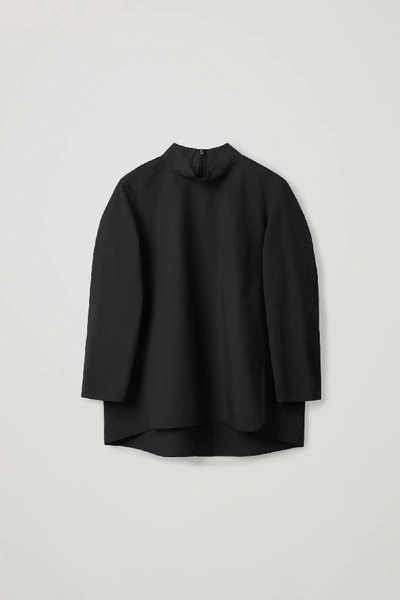 Shop Cos Cotton High-neck Top In Black