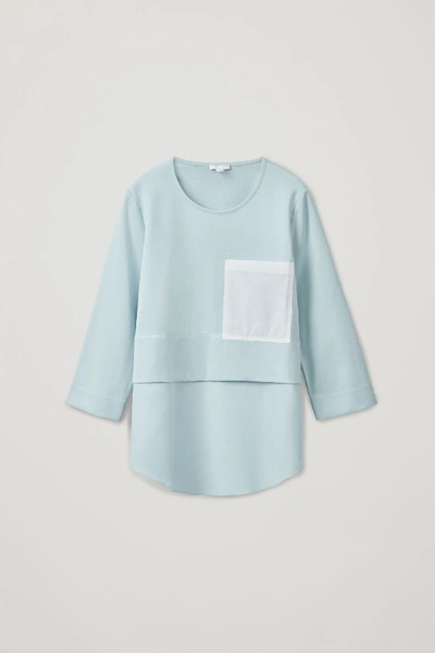 Shop Cos Oversized Woven-jersey Top In Turquoise
