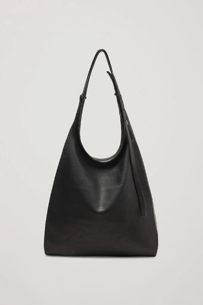 Shop Cos Leather Shopper Bag In Black
