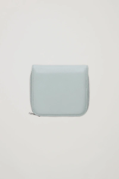 Shop Cos Zipped Leather Wallet In Turquoise