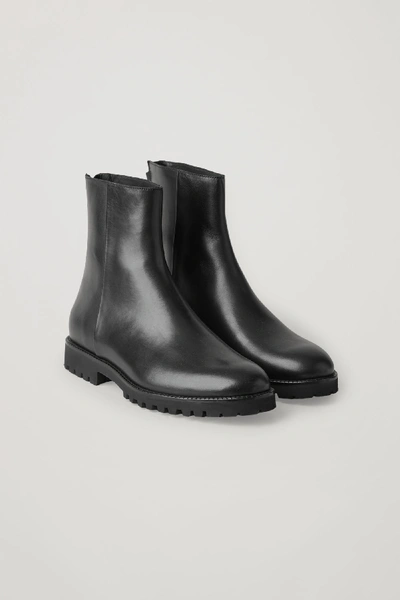 Shop Cos Chunky-sole Leather Boots In Black
