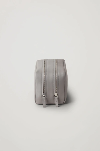Shop Cos Leather Wash Bag In Grey