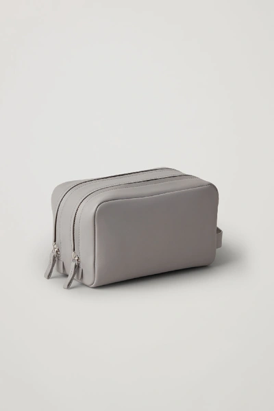 Shop Cos Leather Wash Bag In Grey