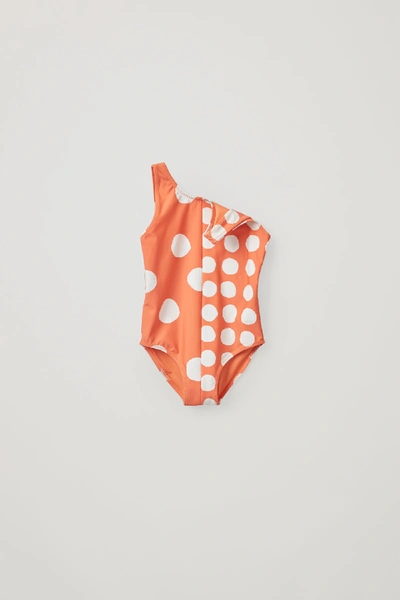Shop Cos Dot-printed Swimsuit In Orange