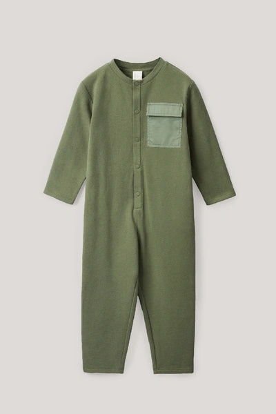 Shop Cos Cotton Jersey Jumpsuit In Green