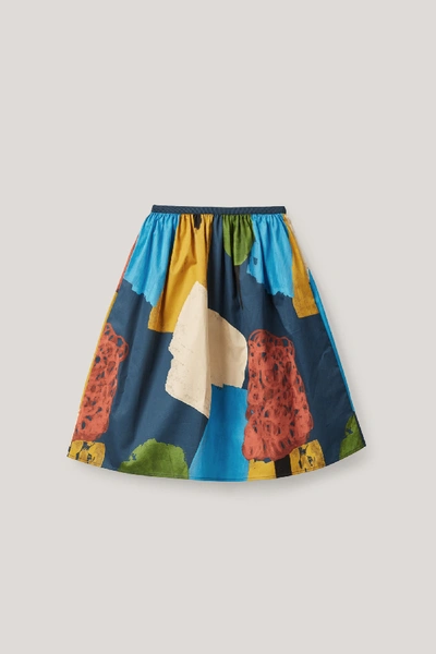 Shop Cos Printed Cotton Skirt In Blue