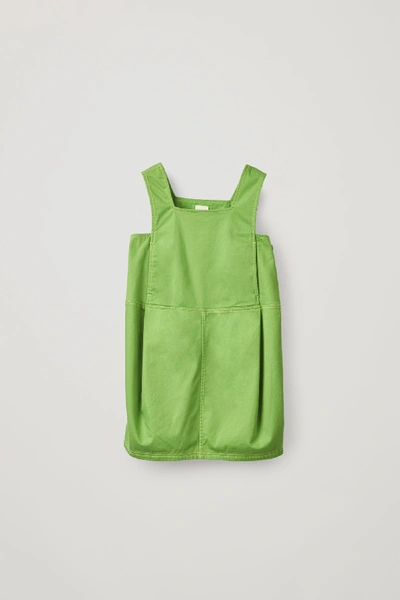 Shop Cos Organic Cotton Apron Dress In Green