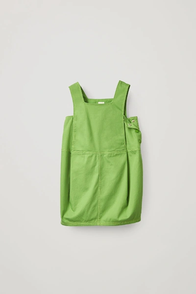 Shop Cos Organic Cotton Apron Dress In Green