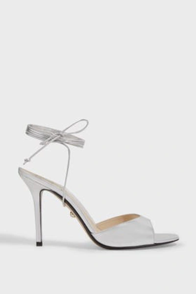 Shop Alevì Lucy Wrap-tie Leather Sandals In Silver