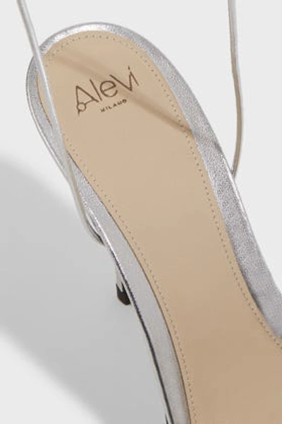 Shop Alevì Lucy Wrap-tie Leather Sandals In Silver