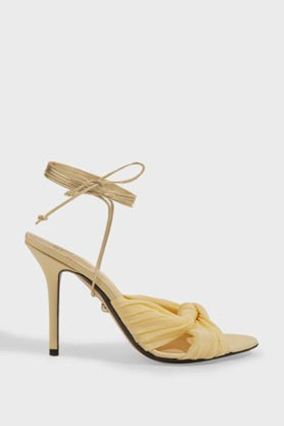 Shop Alevì Vichy Bow-detail Leather Sandals In Yellow