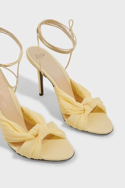 Shop Alevì Vichy Bow-detail Leather Sandals In Yellow