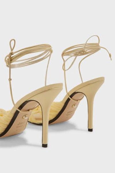 Shop Alevì Vichy Bow-detail Leather Sandals In Yellow