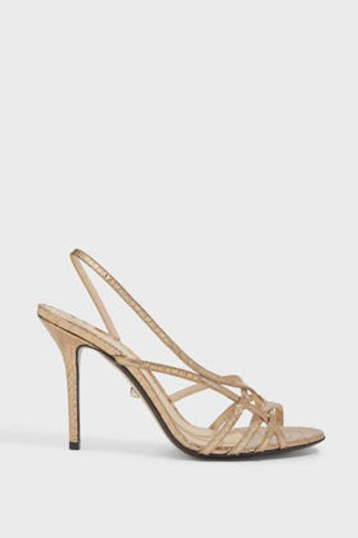 Shop Alevì Tiffany Slingback Leather Sandals In Gold