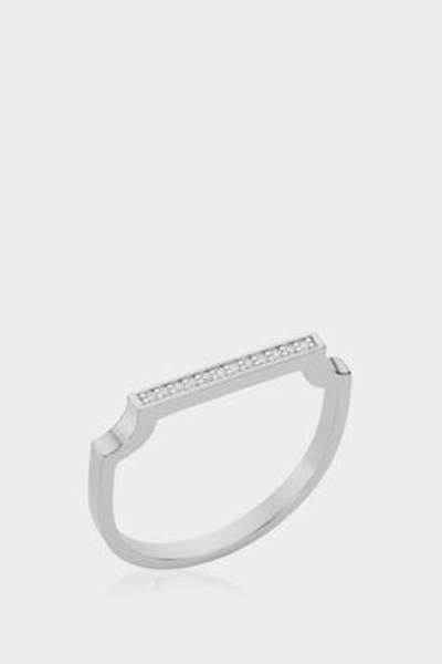 Shop Monica Vinader Diamond And Sterling Silver Signature Thin Ring In Metallic