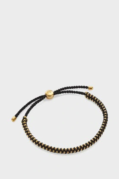 Shop Monica Vinader 18k Yellow Gold Vermeil And Black Rio Mini Friendship Bracelet In Y Gold