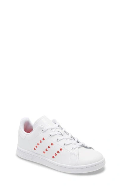 Shop Adidas Originals Stan Smith Hearts Low Top Sneaker In White/ White/ Lush Red