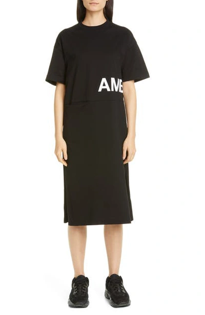 Shop Ambush Side Logo Midi T-shirt Dress In Black