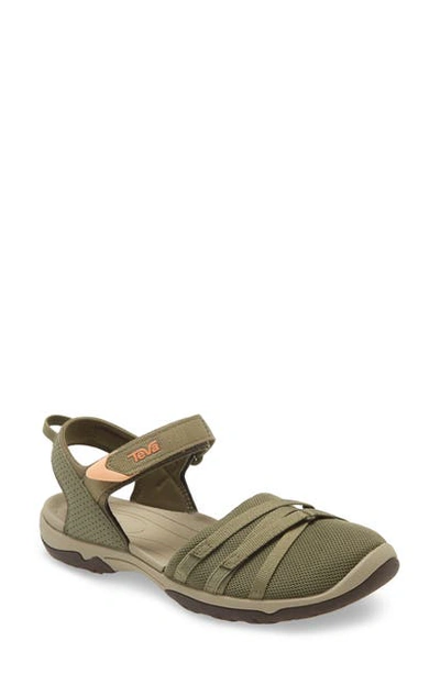 Shop Teva Tirra Closed Toe Sandal In Burnt Olive Fabric