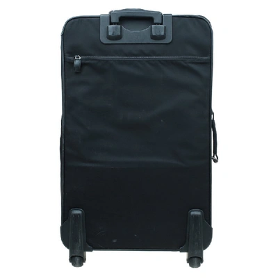 Pre-owned Prada Black Nylon Signature Rolling Suitcase