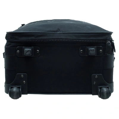 Pre-owned Prada Black Nylon Signature Rolling Suitcase