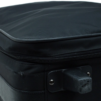 Pre-owned Prada Black Nylon Signature Rolling Suitcase