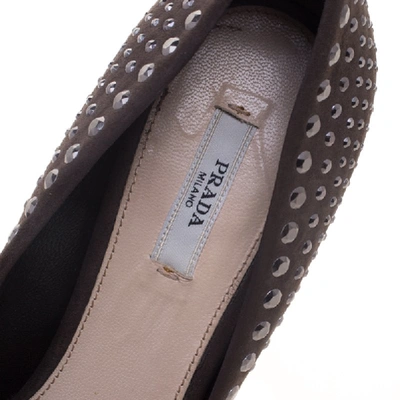 Pre-owned Prada Grey Suede Studded Pumps Size 39