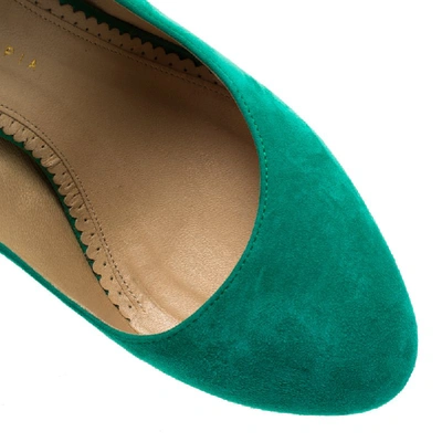 Pre-owned Charlotte Olympia Green Suede Dolly Platform Pumps Size 40
