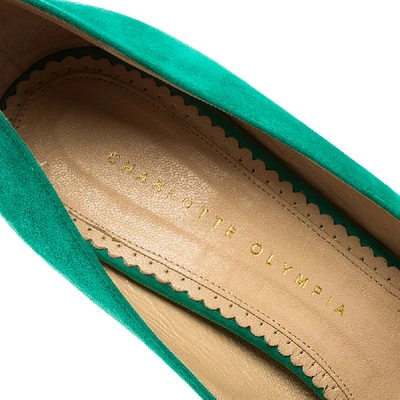 Pre-owned Charlotte Olympia Green Suede Dolly Platform Pumps Size 40