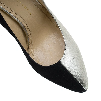 Pre-owned Charlotte Olympia Two Tone Leather Mercury Platform Pumps Size 39 In Black