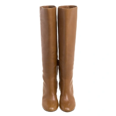 Pre-owned Chloé Brown Leather Knee High Boots Size 38