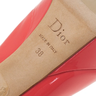 Pre-owned Dior Pink Patent Peep Toe Platform Pumps Size 38
